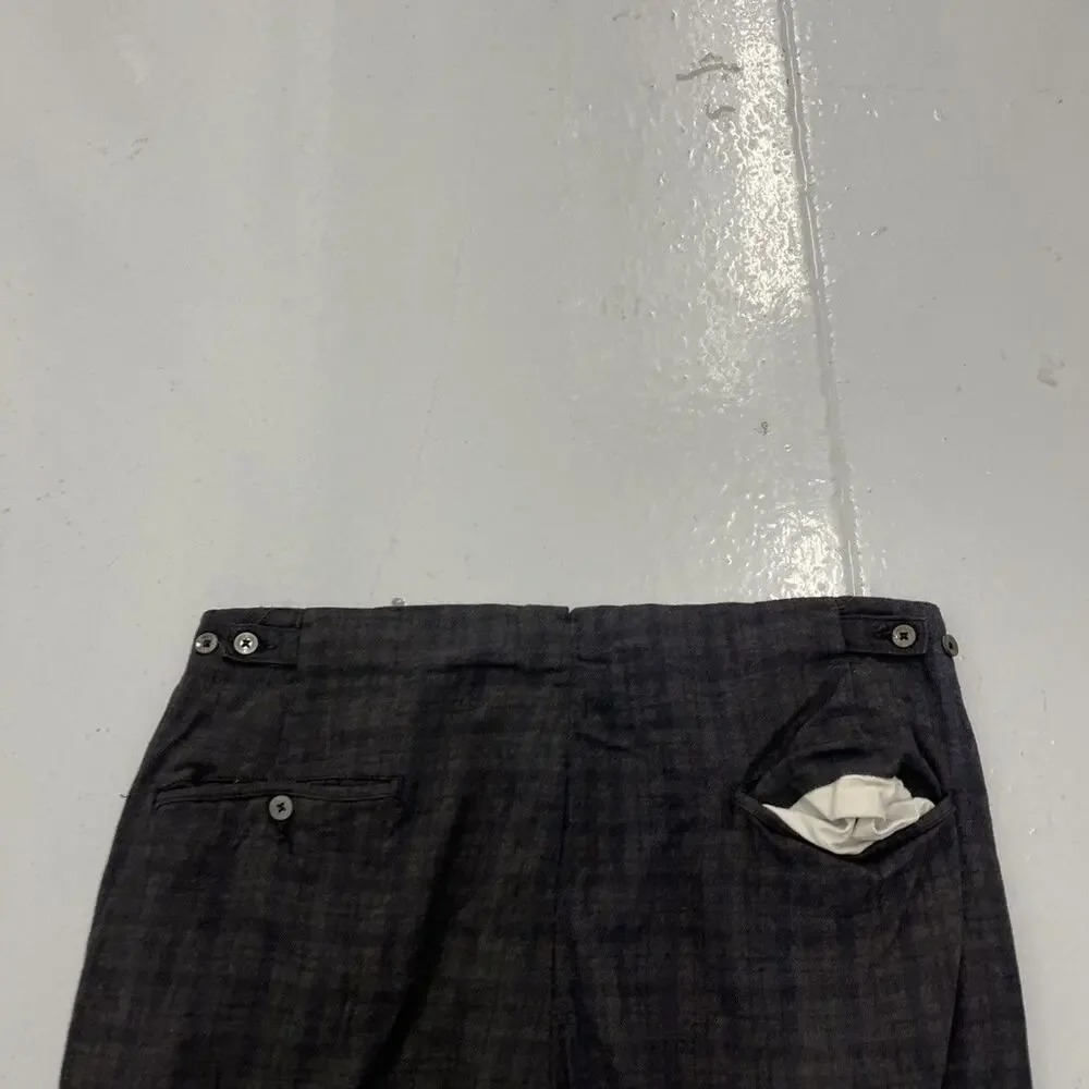 Vintage 60s Levi's Big E Navy Plaid Rayon Trousers 32x27
